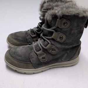 Sorel Explorer Joan size 8 Boot Quarry Gray Suede Women's